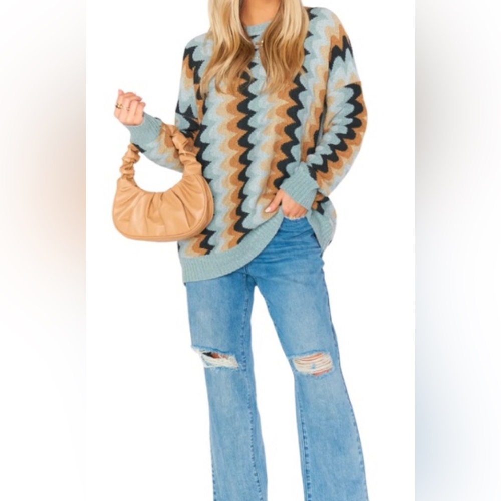 SHOW ME YOUR MUMU Comfy Sweater In Retro Wave Womens Sz XS